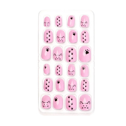 Delightful assortment of acrylic press-on nails featuring colourful candy flower motifs, perfect for young fashionistas.