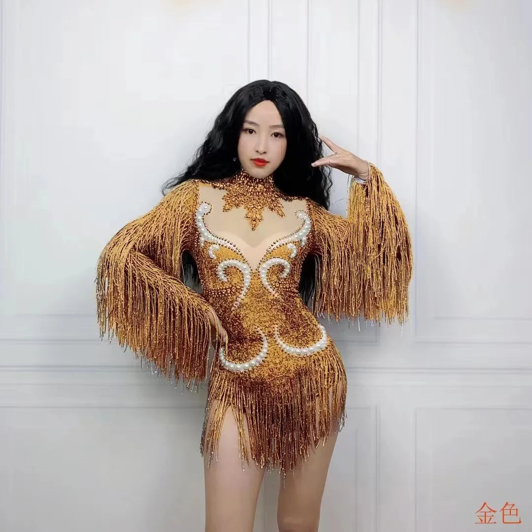 Model showcasing the Luxury Women's Cha-Cha Dance Practice Suit, demonstrating its slim fit and graceful movement during dance.