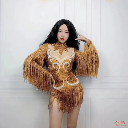 Model showcasing the Luxury Women's Cha-Cha Dance Practice Suit, demonstrating its slim fit and graceful movement during dance.