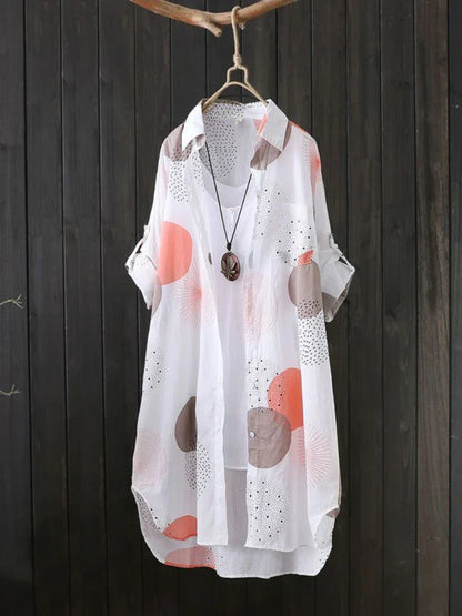 Elegant loose fit casual women's blouse in stylish print with long sleeves, perfect for all seasons.