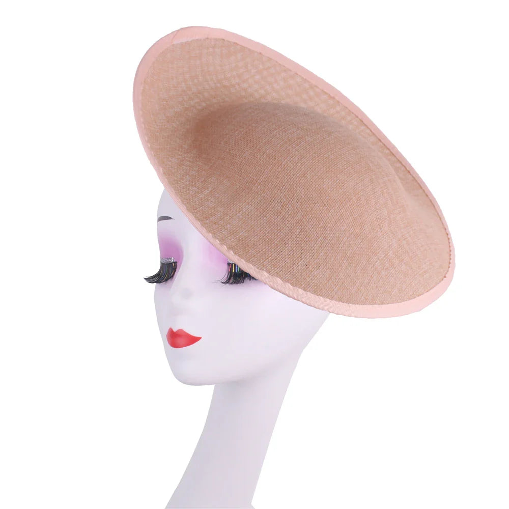 Elegant black polyester fascinator base, ideal for creating refined bridal hats and stylish event headwear.