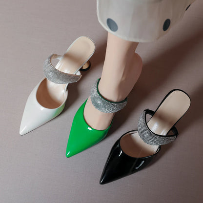 Refined summer high heels with a unique crystal design, perfect slippers for women who appreciate elegance and style.