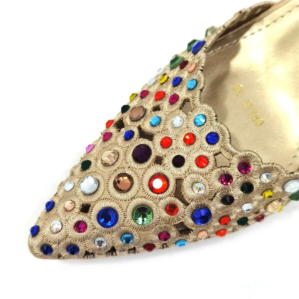 Complete luxury set featuring Venus Chan high heel gold shoes and a fashionable matching bag, designed for women's parties.