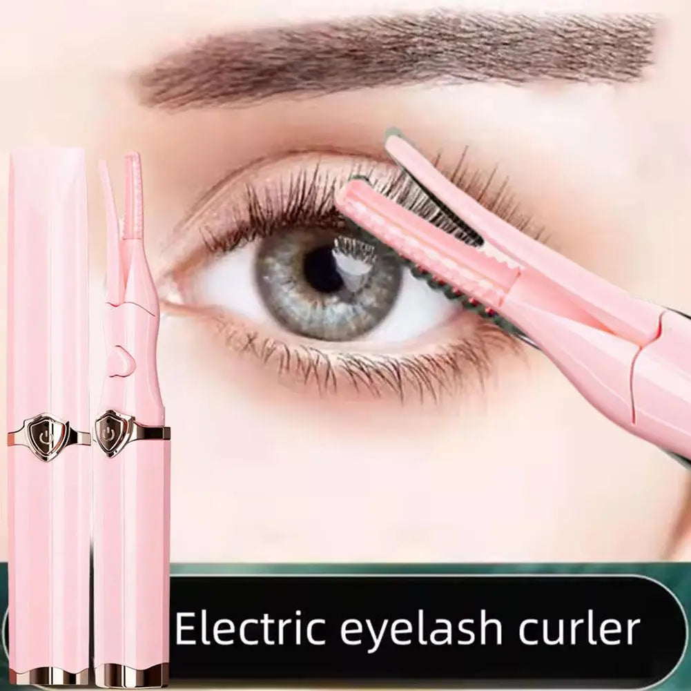Lifestyle image of a professional electric heated eyelash curler in use, demonstrating its effectiveness in achieving stunning, voluminous curls.