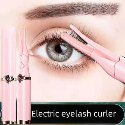 Lifestyle image of a professional electric heated eyelash curler in use, demonstrating its effectiveness in achieving stunning, voluminous curls.