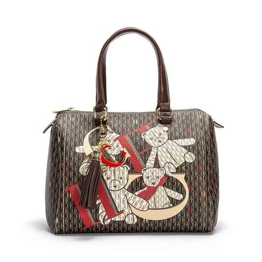 Elegant zipper closure crossbody bag designed for women, showcasing a colourful geometric pattern and sophisticated style.