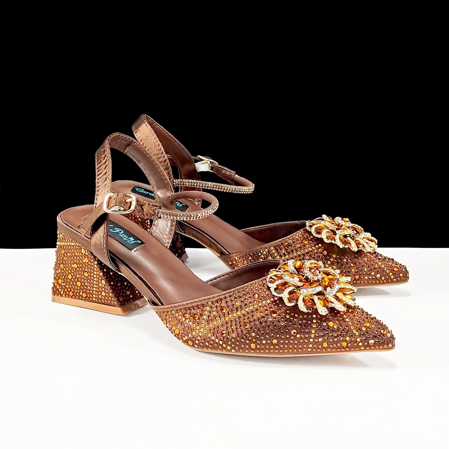 Sophisticated QSGFC women's diamond bag with long chain shoulder strap, perfectly complementing high heel pumps for a chic evening ensemble.