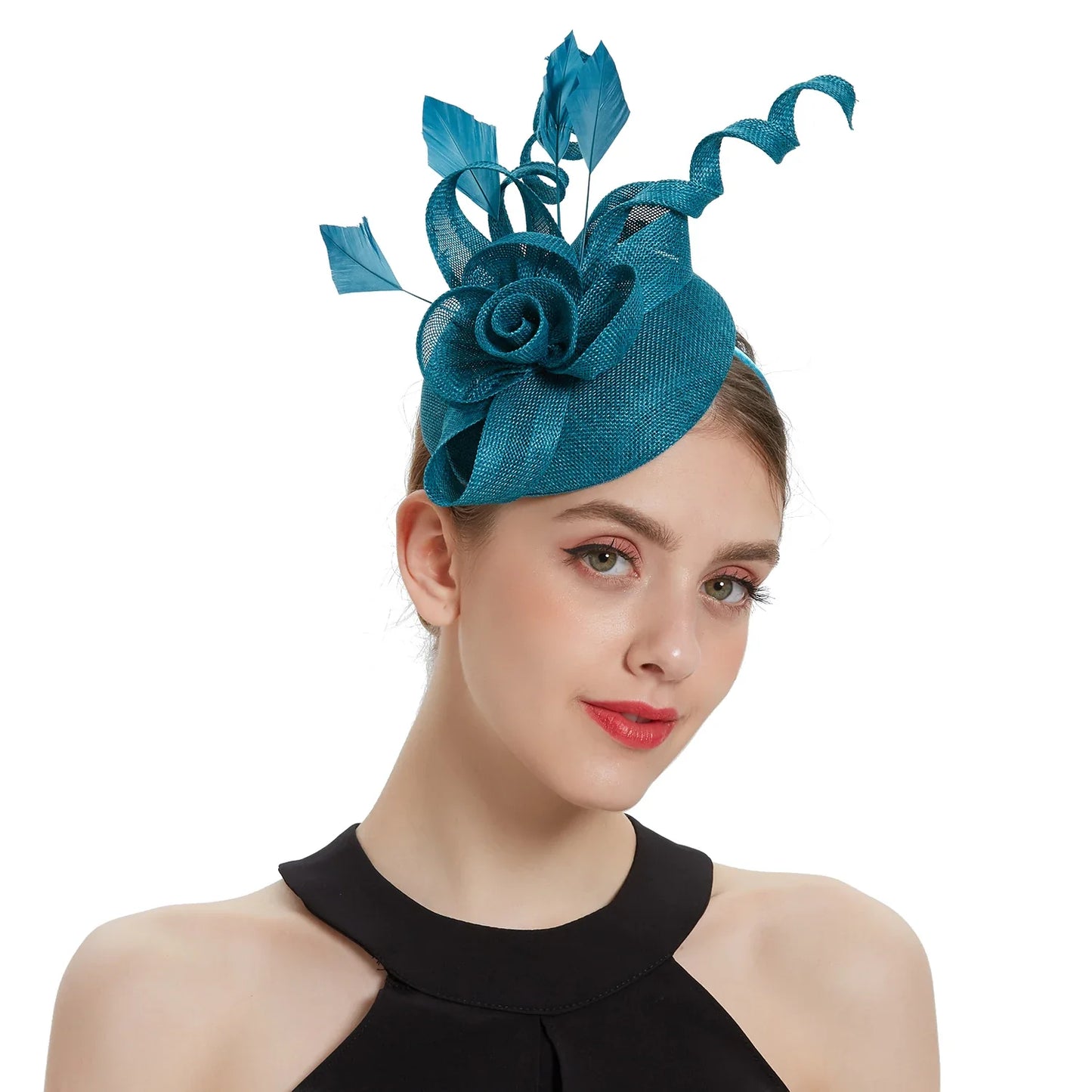 Stylish linen fascinator hat with hair clip, designed for fashionable adults, suitable for a blend of casual and sophisticated events.