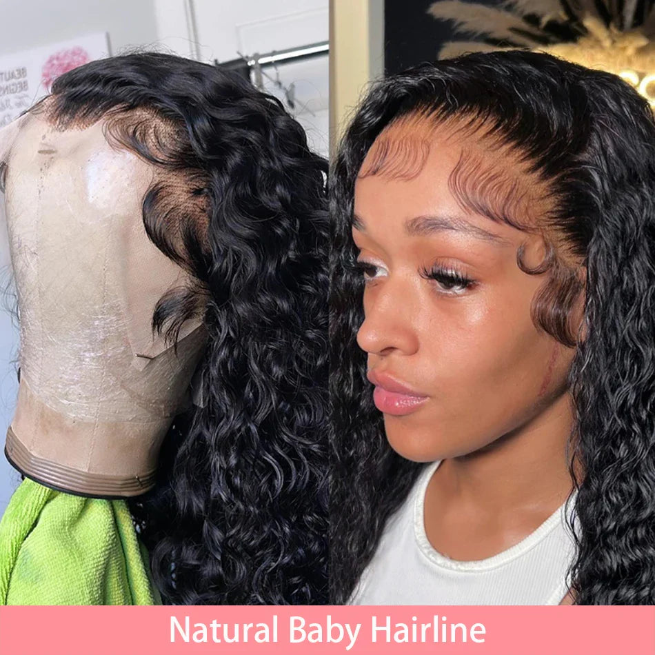 Back view of the 14 Inch Short Curly Bob Wig demonstrating its perfect fit with 4x4 lace cap and beautiful curls.