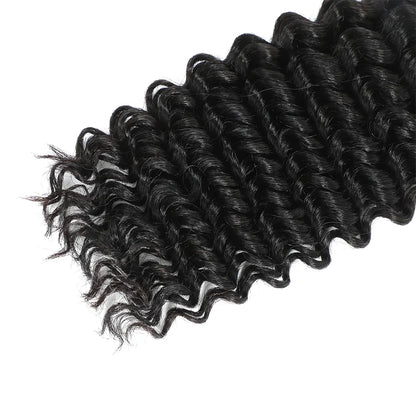 Premium 18 Inch Deep Wave Curly Brazilian Human Braiding Hair in Brown - 100% Natural Quality for Luxurious Styles.