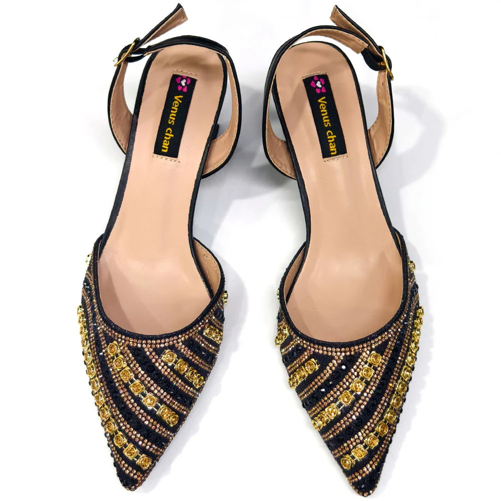 Elegant women's Italian designed rhinestone high spike heels with luxurious embellishments for wedding and summer occasions.