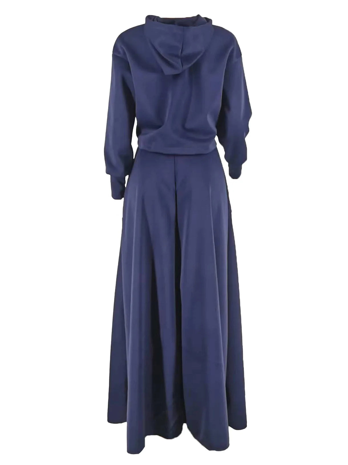 Elegant A-line maxi skirt from CM.YAYA's two-piece set, designed for comfort with an elastic waist, showcasing a chic silhouette for women.