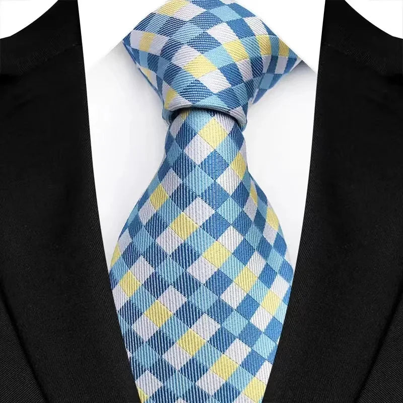 Stylish necktie in classic green and blue stripes, crafted from high-quality polyester for distinguished gentlemen.