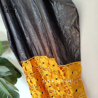 Full view of an exquisite long sleeve dashiki gown made from high-quality cotton and polyester, showcasing its elegance and refined craftsmanship.