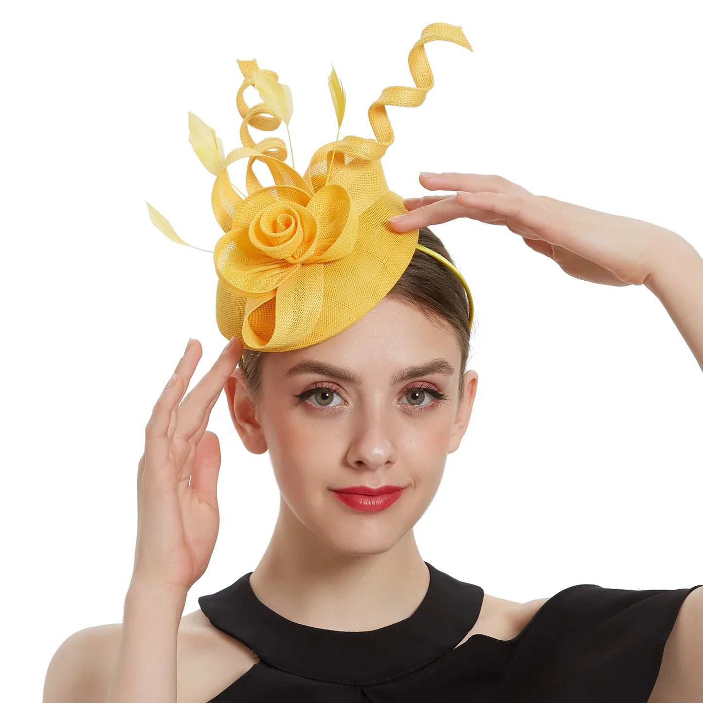 Stylish folding headband fascinator for women, ideal for festivals and special occasions, featuring a chic solid pattern and crafted with premium materials.