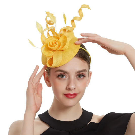 Stylish folding headband fascinator for women, ideal for festivals and special occasions, featuring a chic solid pattern and crafted with premium materials.