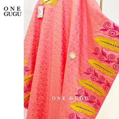 Elegant embroidered detail on the Royal Blue African Boubou Dress, showcasing a sophisticated design ideal for special occasions.