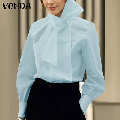 Detailed view of the fabric texture of VONDA's Plus Size 5XL Blouse, illustrating high-quality Polyester material.