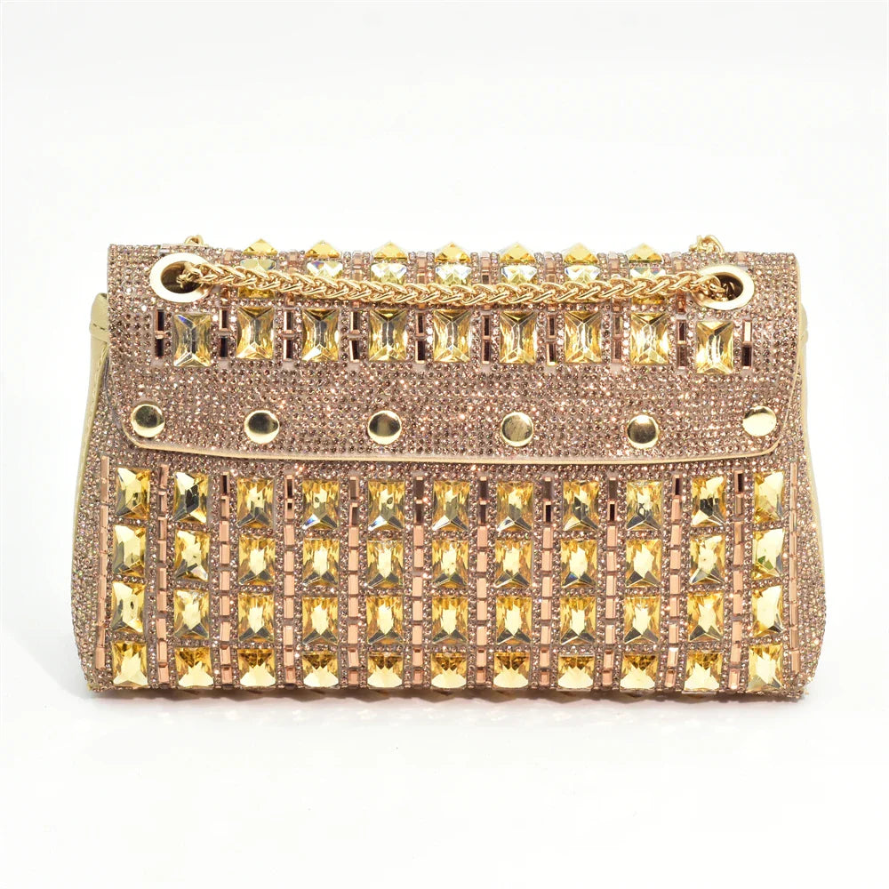 Stylish silver handbag that complements the Italian rhinestone shoe set, perfect for formal occasions and weddings.