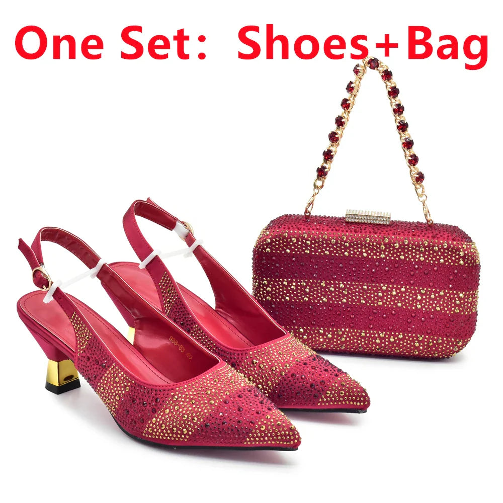 Stylish selection of vibrant colours for Italian designer women's shoe and bag set, ideal for sophisticated summer outings.