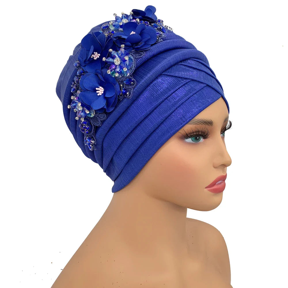 Fashionable African headwrap bonnet crafted from premium polyester, designed for gorgeous party style.