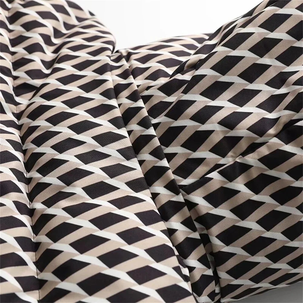 Luxurious women's slim fit hooded cotton jacket, perfect for winter skiing, featuring elegant sashes and thick polyester insulation.