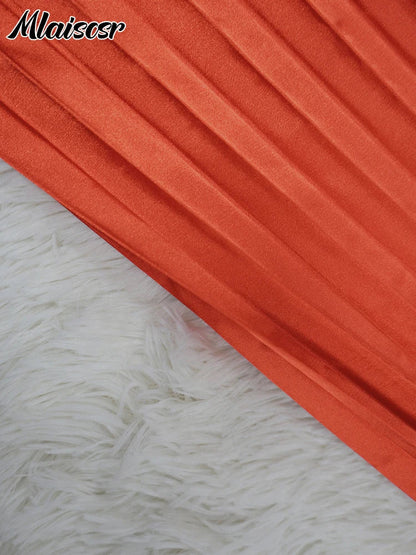 Elegant Mlaiscsr women's V-neck lantern sleeve dress, perfect for weddings and parties, showcasing a luxurious floor-length design in solid polyester.