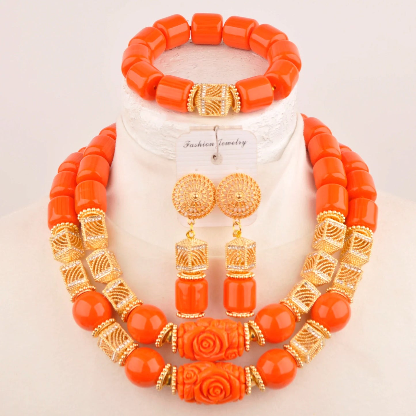 Elegant bracelet from the Nigerian bridal jewelry set, crafted with artificial coral beads, ideal for enhancing bridal attire.