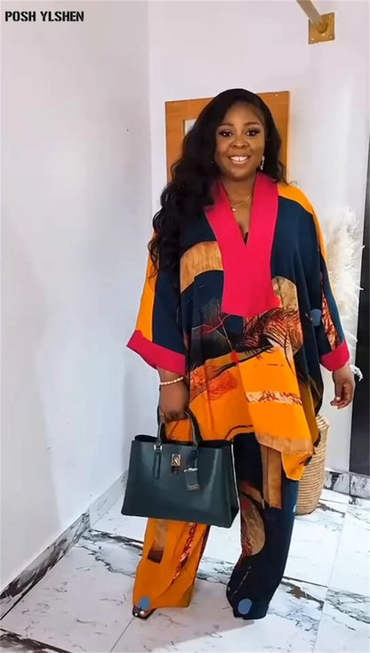 Luxurious close-up of plus size Ankara dashiki outfit showcasing intricate woven details and modern V-neck design, ideal for women who appreciate cultural fashion.