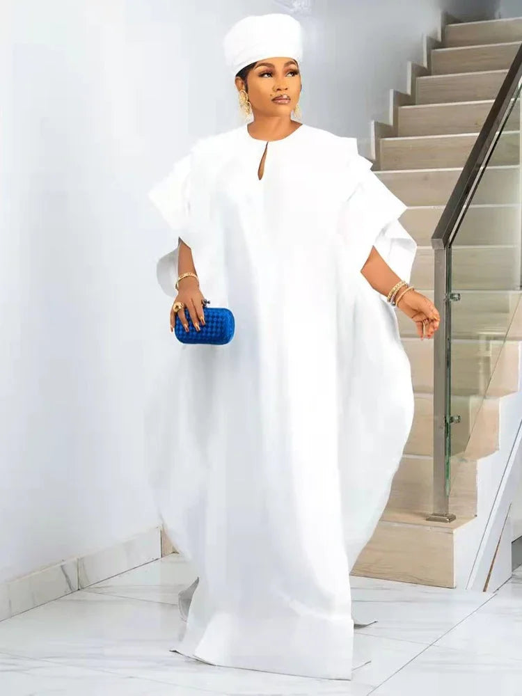 Elegant plus size Ankara kaftan abaya, highlighting intricate patterns ideal for traditional Muslim occasions.