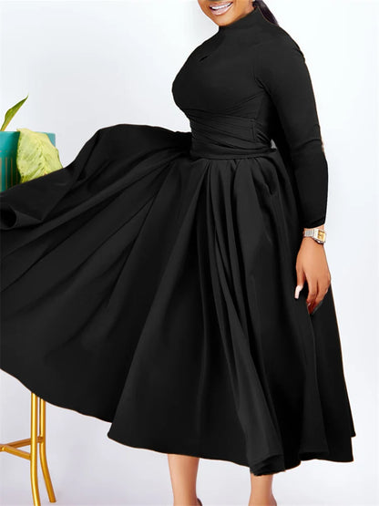 Sophisticated half high collar and knee-length fit of the Wmstar Plus Size women’s African dress, made from premium polyester.