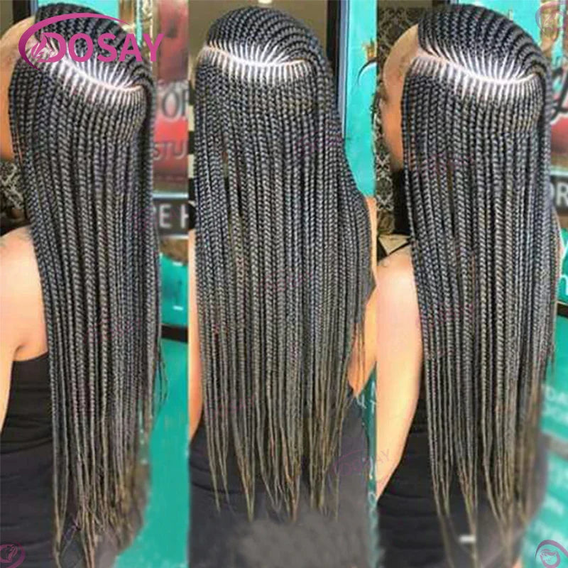 Showing the average cap size of a high-quality full lace braided wig, designed specifically for comfort and style for black women.