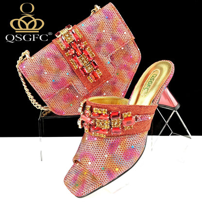 Chic QSGFC gold shoes and bag set for women, ideal for any fashionable occasion, ensuring you stand out.
