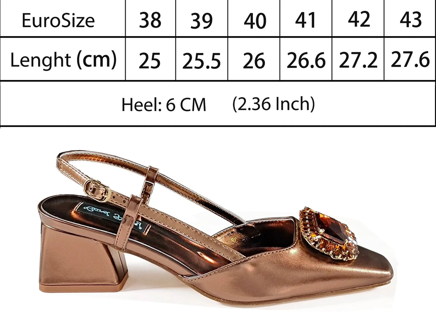 Close-up view of luxury women's rhinestone detailing on coffee slingback pumps, showcasing exquisite craftsmanship.