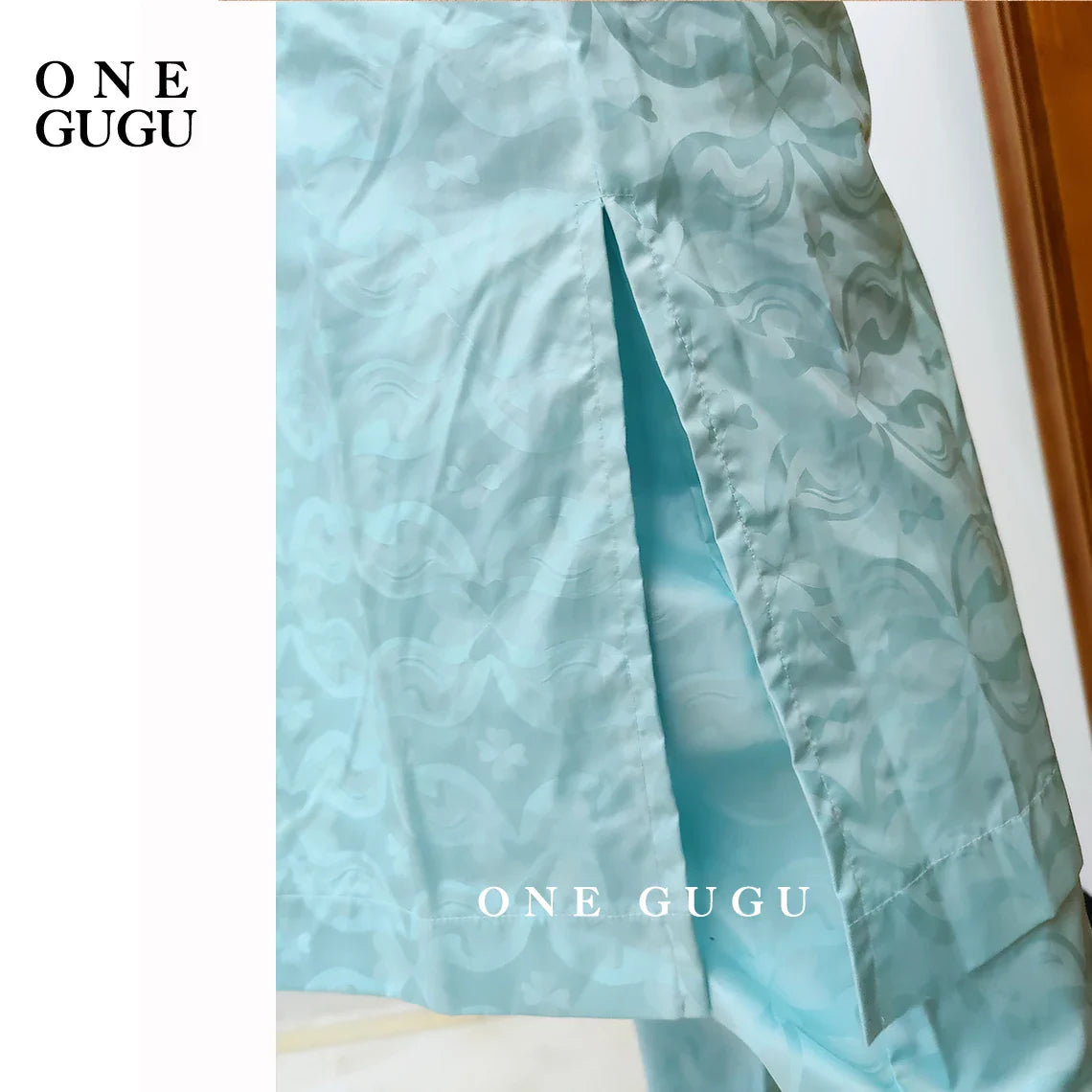 Fashionable image of the complete 2-piece African clothing set, capturing the exquisite craftsmanship and vibrant colour of the fabric.