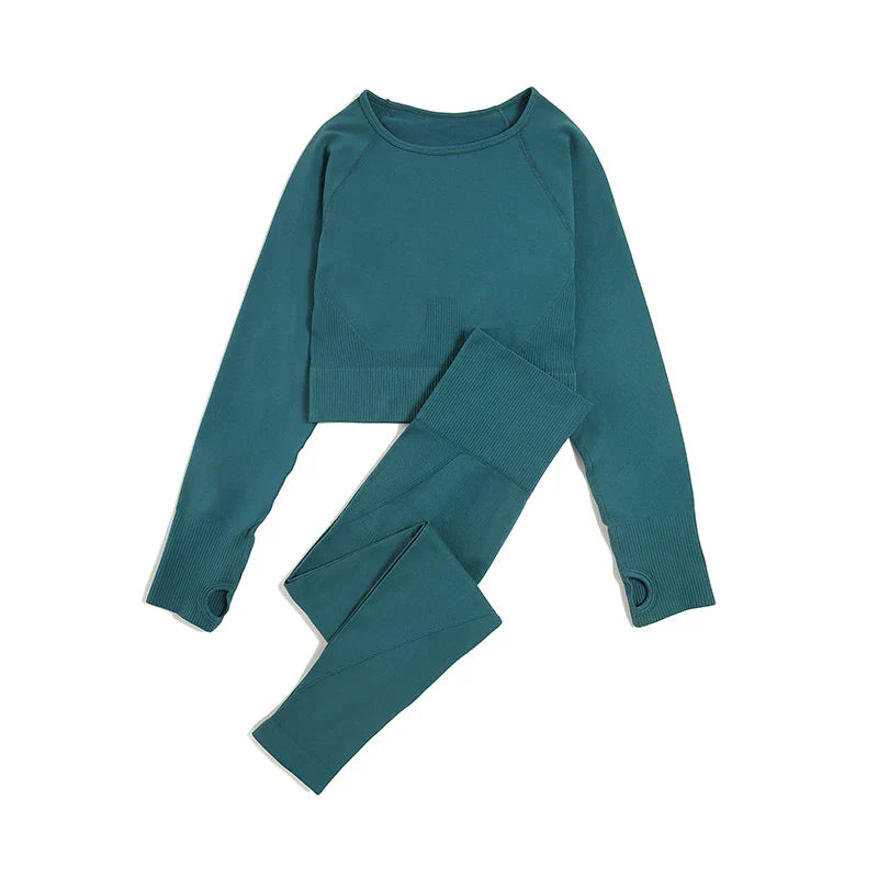 Chic WAREBALL seamless yoga set in sophisticated wine shade, featuring breathable, eco-friendly material ideal for stylish athletic wear.