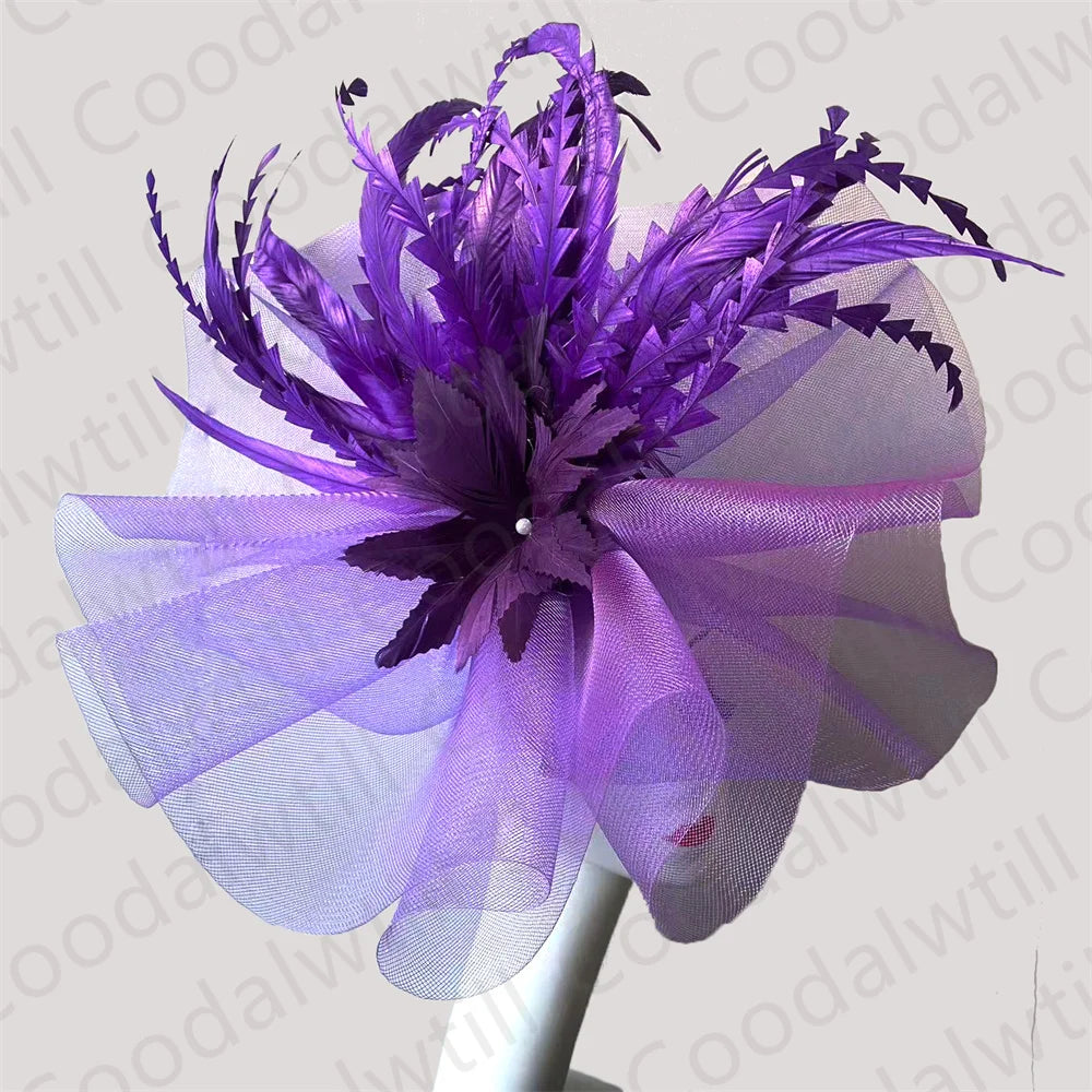 Stylish feather pillbox fascinator cap for weddings, crafted from high-quality polyester, ideal for women.