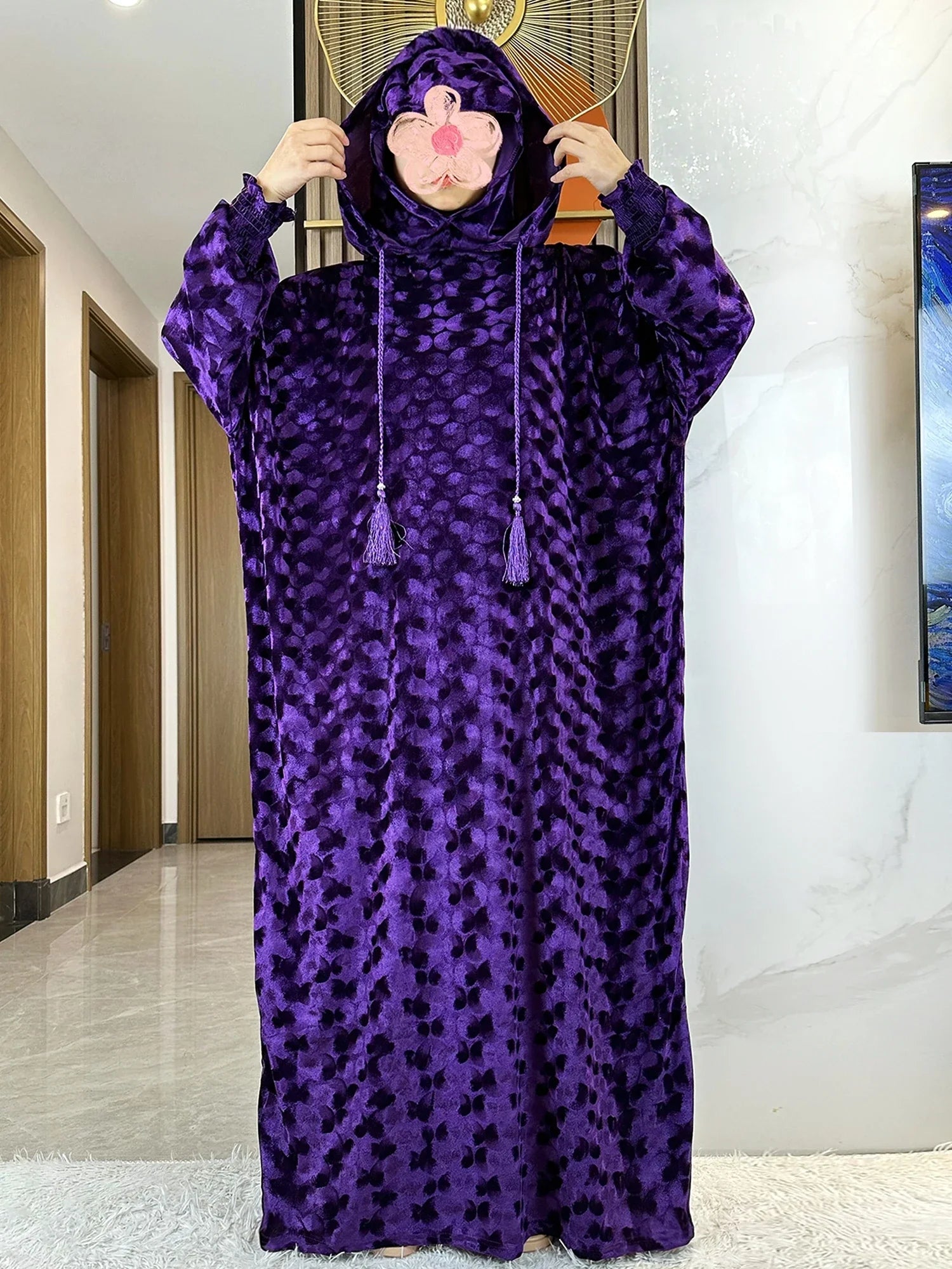 Fashion-forward Islamic prayer kaftan dress, combining sophistication and modesty in a stylish spring collection.