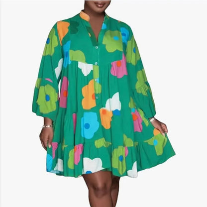 Chic V-Neck Long Sleeve Jumpsuit for Women, adorned with vibrant prints, designed to elevate your autumn wardrobe with a touch of class.