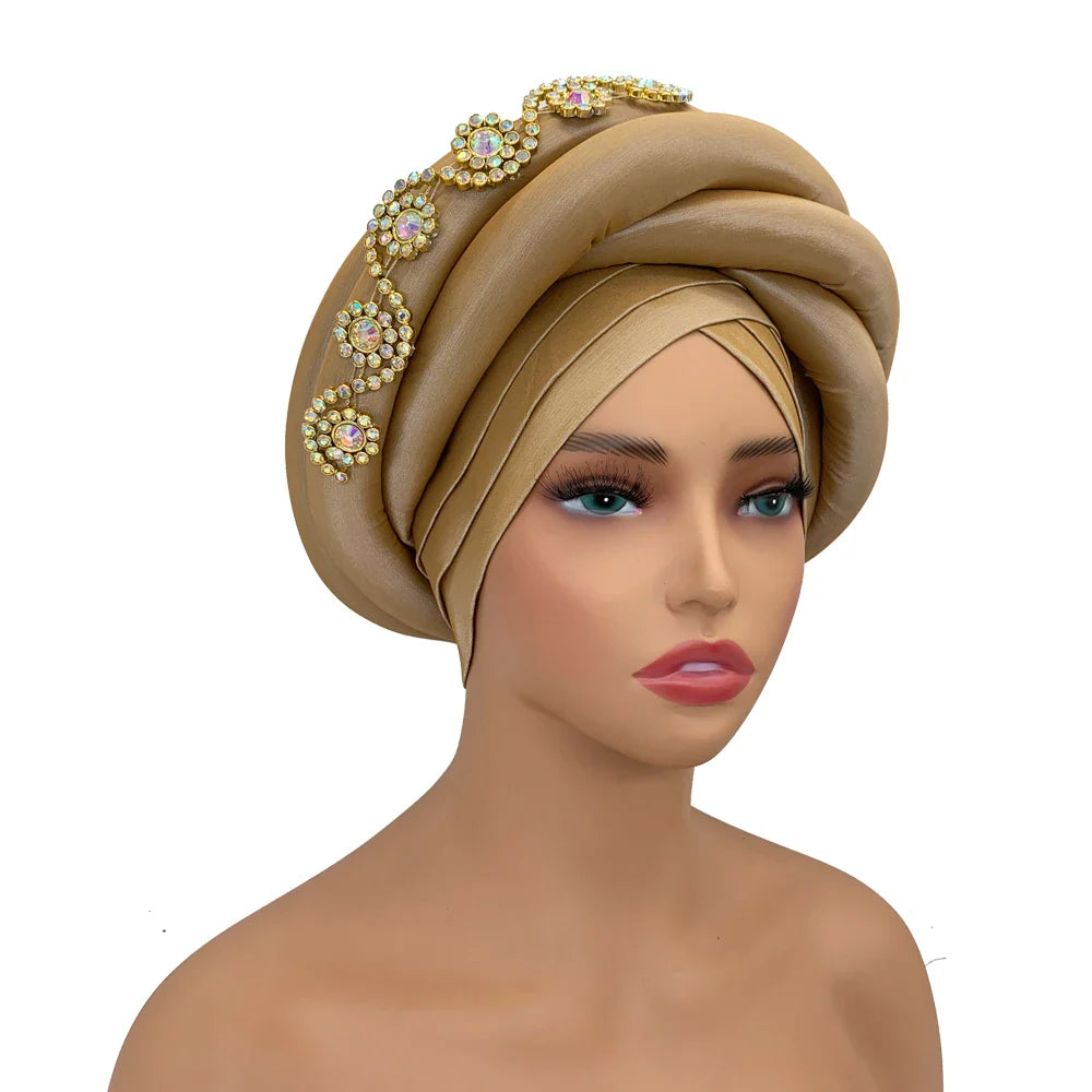 Stylish Twisted Braid Turban Cap, made from premium polyester material for comfort, ideal for middle-aged women, perfect for all seasons and special events.