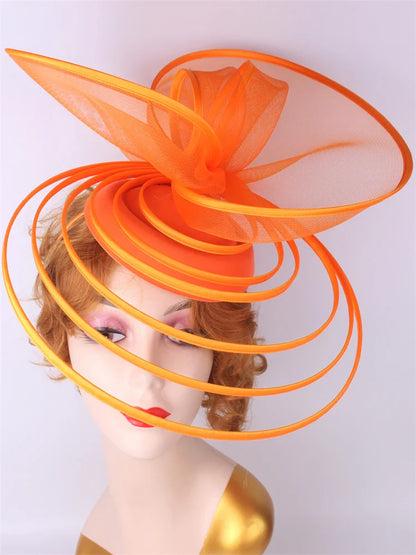 Elegant big fascinator hat for women, showcasing royal ascot style with a chic mesh headpiece, perfect for formal weddings and upscale events.