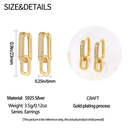 Chic geometric double square buckle earrings crafted from 925 sterling silver, exemplifying modern elegance for discerning women.