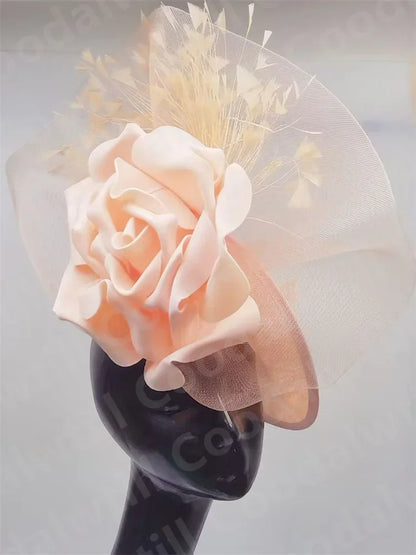 Close-up of a luxurious purple fascinator hat ideal for cocktail events, showcasing intricate detailing and stylish appeal for modern women.