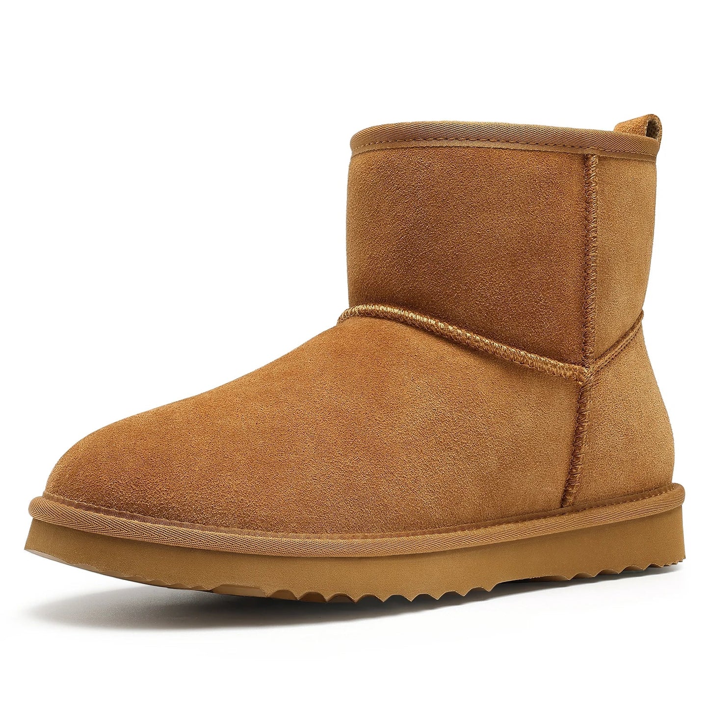 Fashionable women's slip-on snow boots made from premium suede, radiating a blend of comfort and luxury for winter outings.