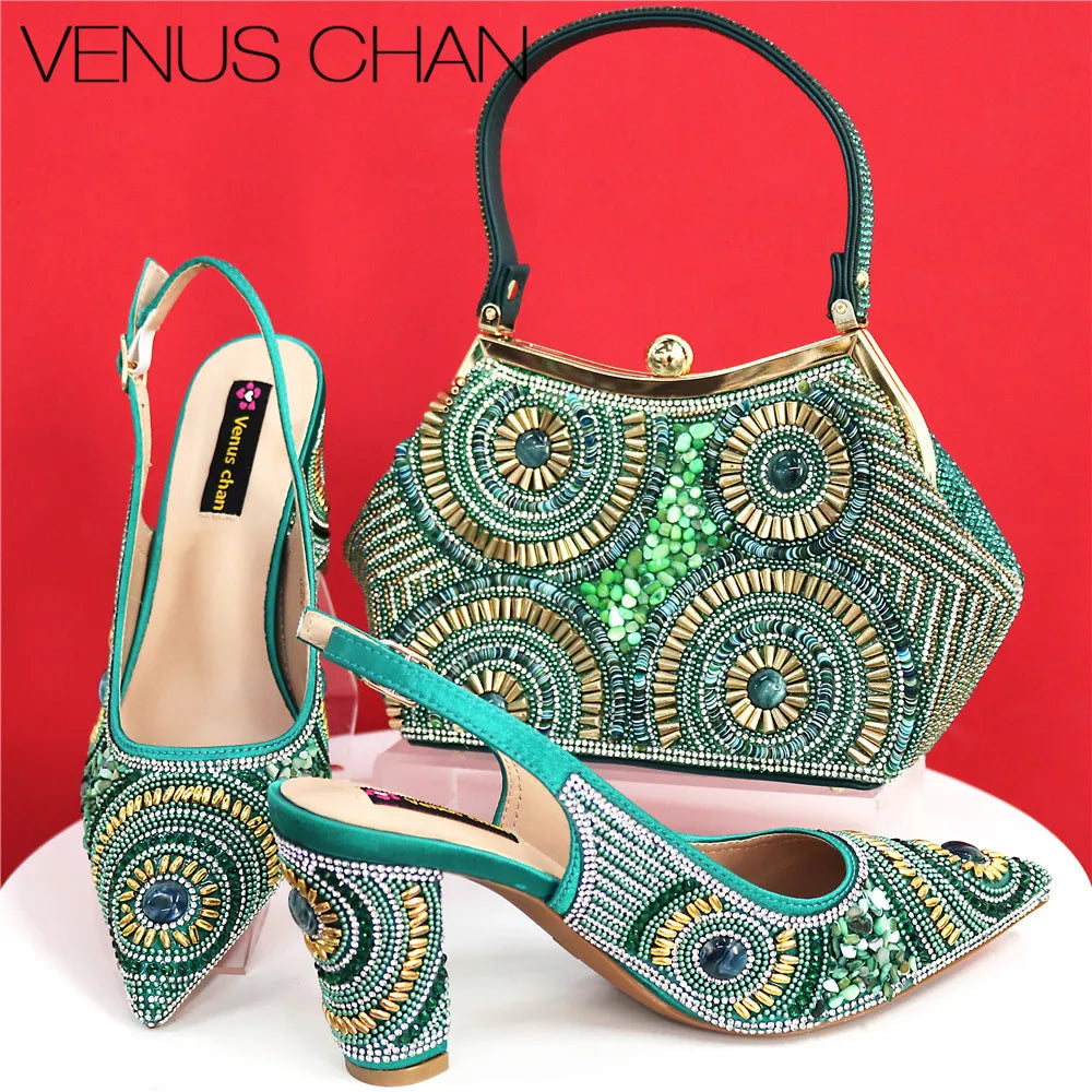 Elegant women's pointed toe pumps in luxurious orange and black, featuring a sleek slingback design, ideal for formal occasions.