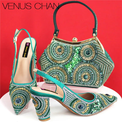 Elegant women's pointed toe pumps in luxurious orange and black, featuring a sleek slingback design, ideal for formal occasions.