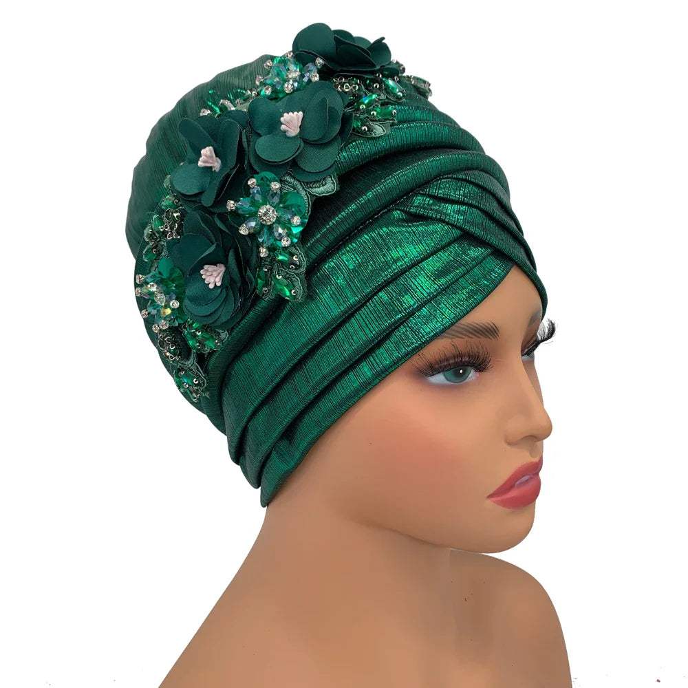 Premium quality African headwrap bonnet, showcasing intricate detailing and designed for adult women's fashion.