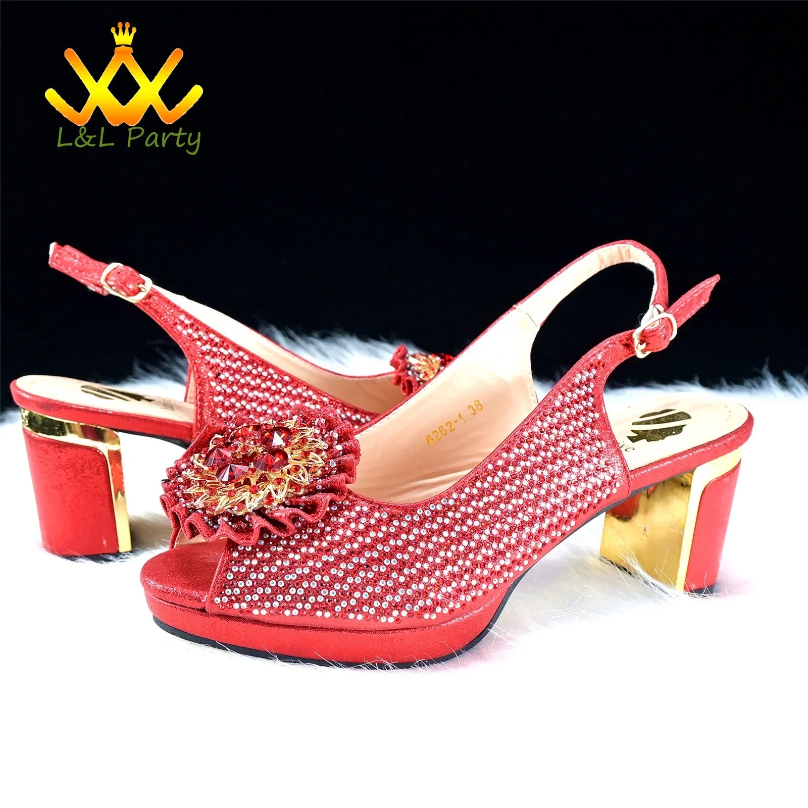 Close-up view of the luxurious green crystals embedded on the Italian women's platform sandals, adding a touch of glamour for party wear.