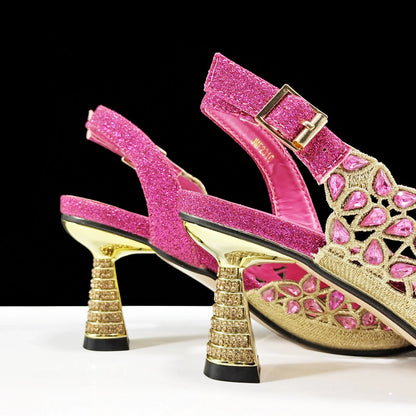 Exquisite pointed toe design of QSGFC fuchsia women's pumps, highlighting the fashionable hollow feature and comfortable fit for true elegance.