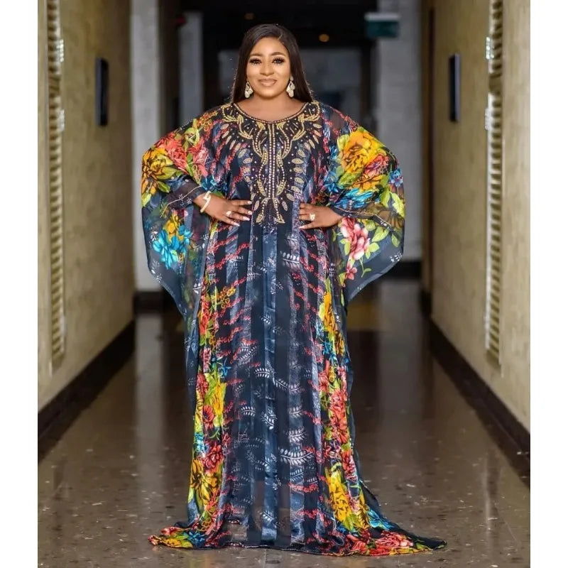 Chic and sexy long sleeve maxi dress for women, designed with a contemporary African influence for special occasions.